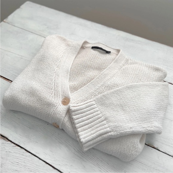 Jenni Kayne Cody Button Up Knit LARGE Cardigan Sweater Ivory Cream Long Sleeve - Picture 3 of 12